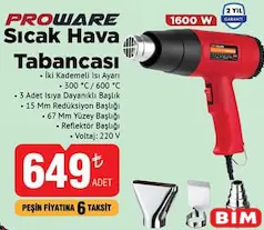 PROWARE SICAK HAVA TABANCASI 1600 W